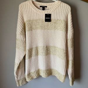 Chunky oversized sweater cream and gold